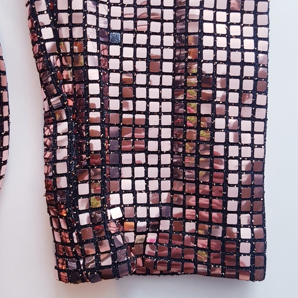 ZARA Metallic Rose Gold Ruched Mini Dress - Picture 10 of 13